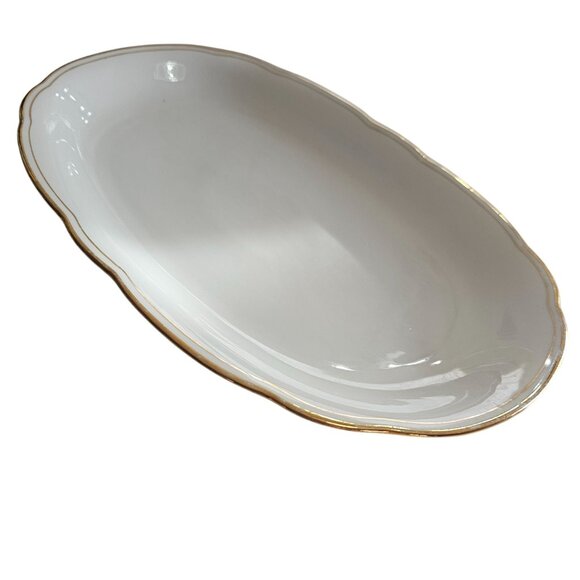 Bavaria Regency Oval Platter 14" scallop edge gold trim Germany vtg Winterling S - Picture 4 of 9